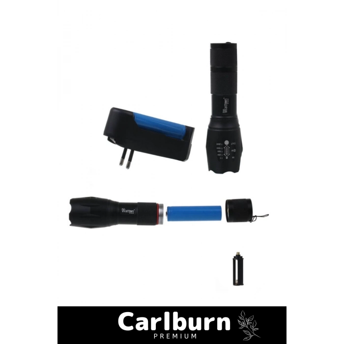 Premium Seri Ultra Yüksek Beyaz Işık 500m Menzilli Şarjlı Orijinal 800 Lümen TX6 Özel Avcı Feneri