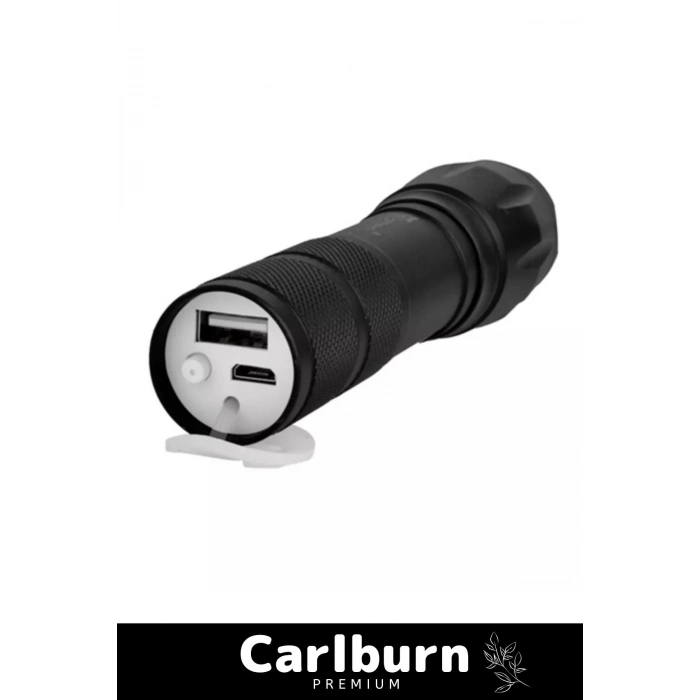 Deluxe Seri Beyaz Gün Işığı 3 Modlu 250 Metre Menzilli Powerbank Özellikli Uzun Menzilli EL Feneri