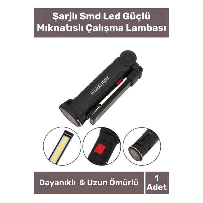 Premium Seri 3 Modlu Beyaz Gün Işığı Mıknatıslı Şarjlı Smd Led Güçlü Mıknatıslı Çalışma Lambası
