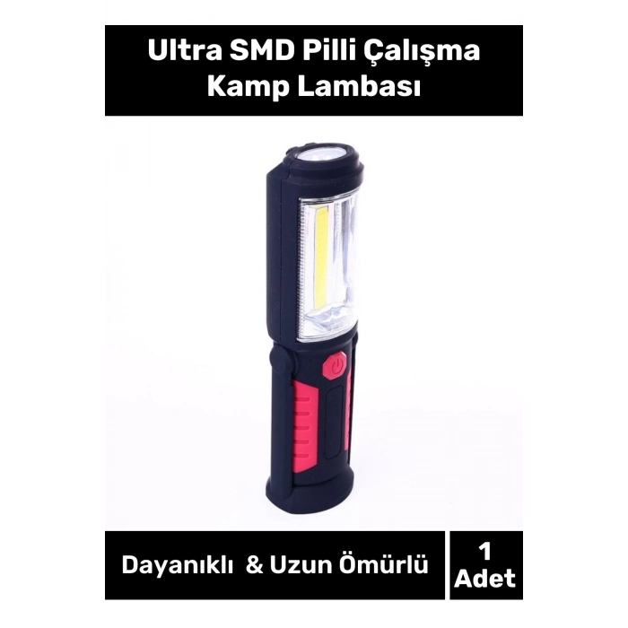 Deluxe Seri Beyaz Aydınlatma Kauçuk Mıknatıslı Ultra SMD Pilli Çalışma Kamp Lambası
