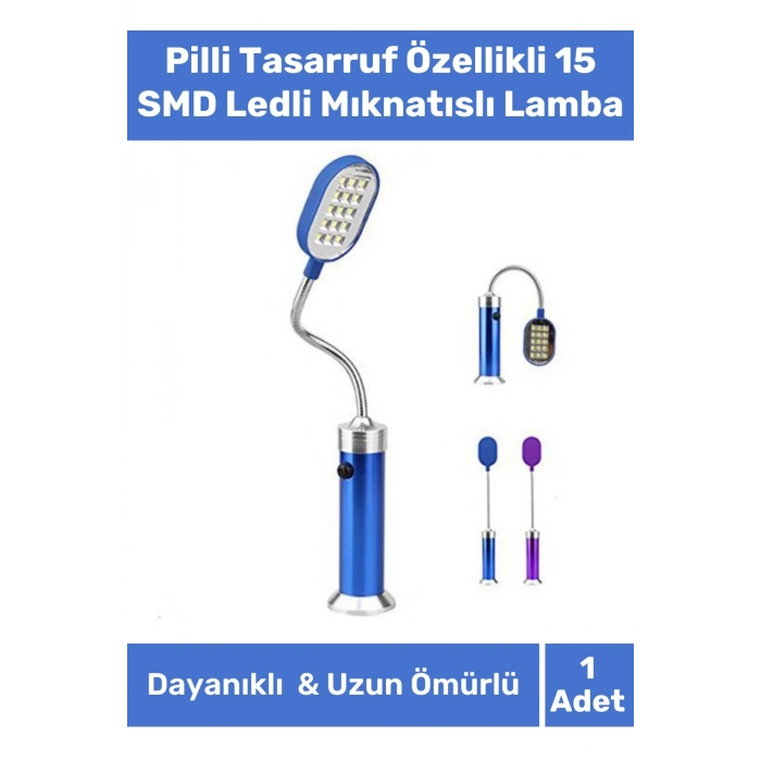 Özel Üretim Beyaz Işık Aleminyum Metal Gövde Pilli Tasarruf Özellikli 15 SMD Ledli Mıknatıslı Lamba