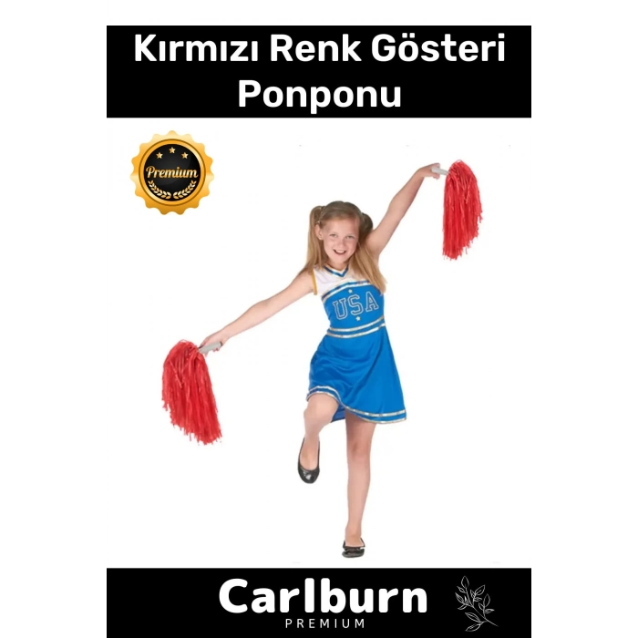 Premium Seri Tutma Yerli Rahat Sağ ve Sol El 2 Adet 25 cm Amigo Gösteri Ponponu Çift - Kırmızı