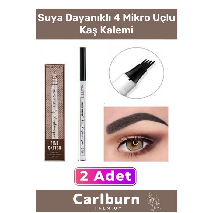 Suya Dayanıklı Kalıcı Kolay Uygulanır 4 Mikro Uçlu Kaş Kalem Şekillendirme Boyama Rimeli 2li Set