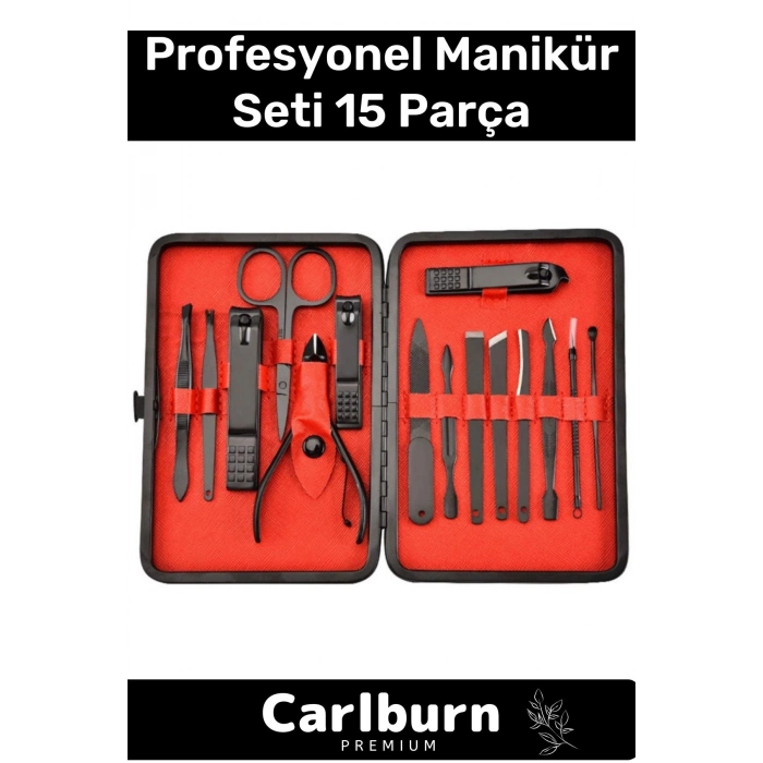 Özel Üretim Paslanmaz Çelik El Yüz Ayak Bakımı Dayanıklı Keskin Profesyonel Manikür Seti 15 Parça