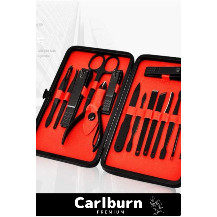 Özel Üretim Paslanmaz Çelik El Yüz Ayak Bakımı Dayanıklı Keskin Profesyonel Manikür Seti 15 Parça