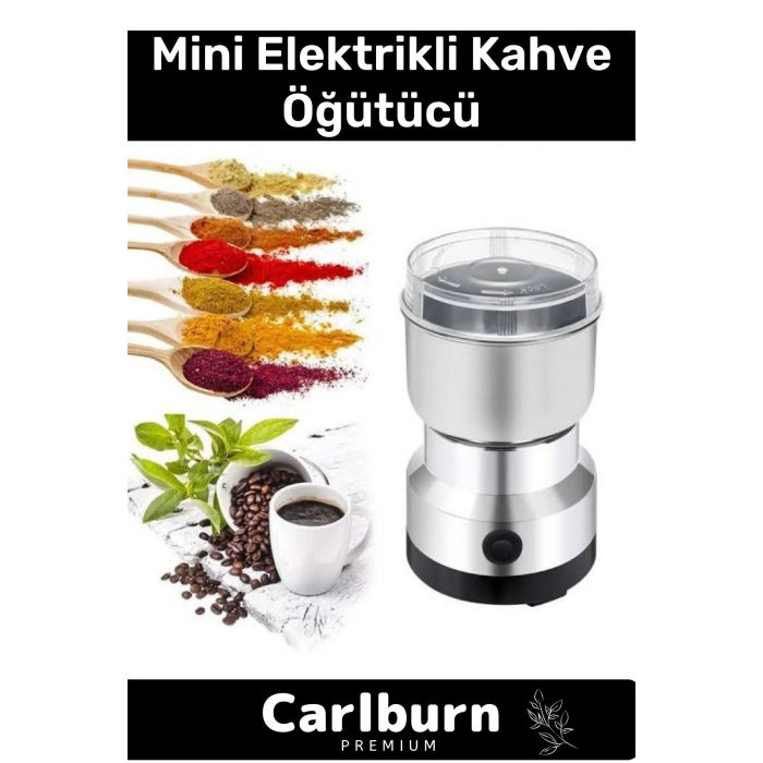 Özel Üretim Paslanmaz Çelik Düşük Sesli 50 Gram Kapasiteli Mini Elektrikli Baharat Kahve Öğütücü