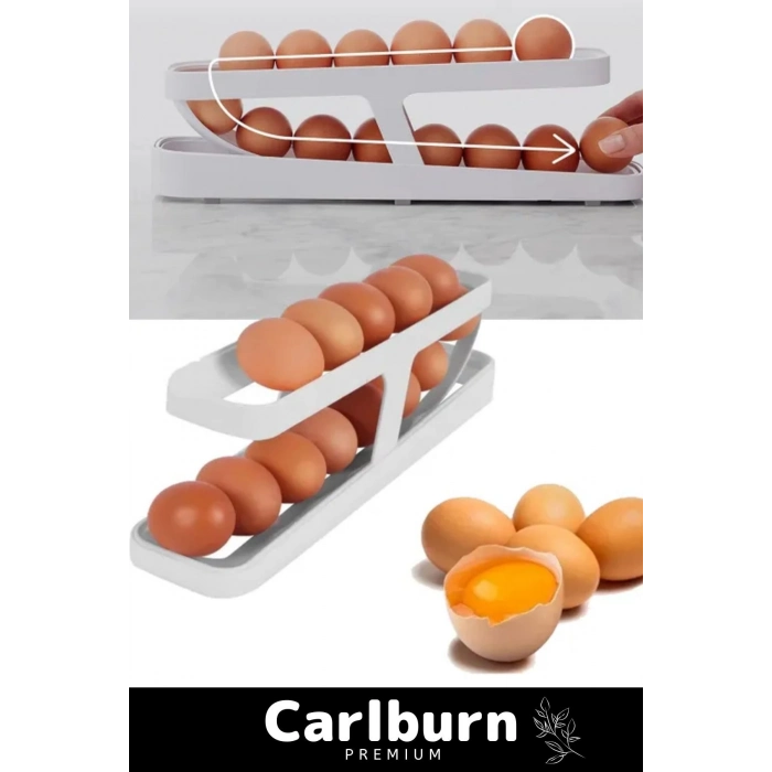 Premium Buzdolabı Plastik 2 Katlı Kullanışlı Pratik Raf Düzenleyici Yeni Nesil Yumurta Standı 2 Adet