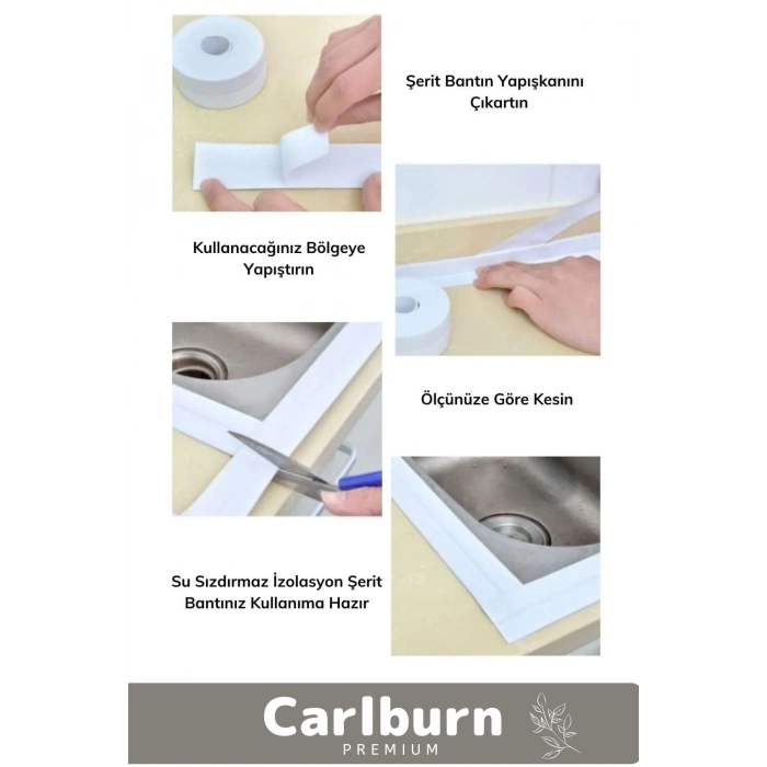 Premium Su Geçirmez Sızdırmaz Dayanıklı Pvc Yağ Kenar Küf Önleyici 3.2m Gri İzolasyon Bant 5 Adet