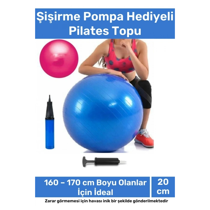Profesyonel Seri Dayanıklı Yüksek Kalite Mini Gymball 20cm Mavi Pilates Topu Şişirme Pompa