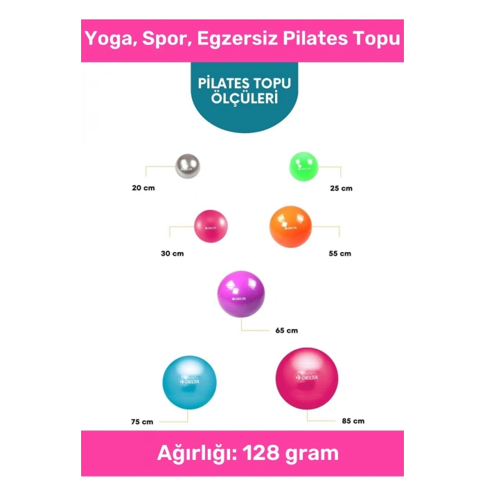 Profesyonel Seri Dayanıklı Yüksek Kalite Mini Gymball 20cm Pembe Pilates Topu Şişirme Pompa Hediyeli