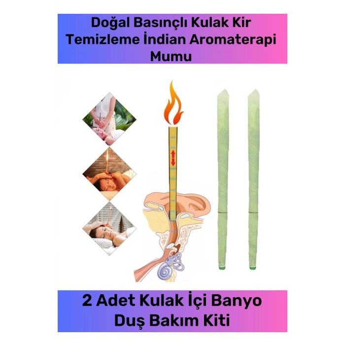 Özel Üretim Doğal Basınçlı Kulak Kir Temizleme İndian Aromaterapi Mumu - 2 Adet