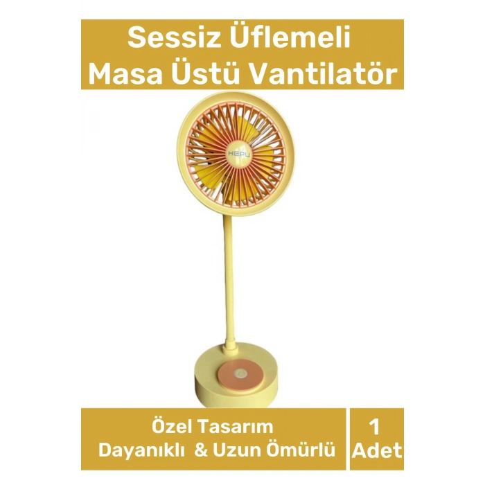 Lüks Masa Üstü Şarjlı 360 Dönebilen 5 Kollu 3 Kademe Modlu Süper Soğutma Gece Lambalı Vantilatör