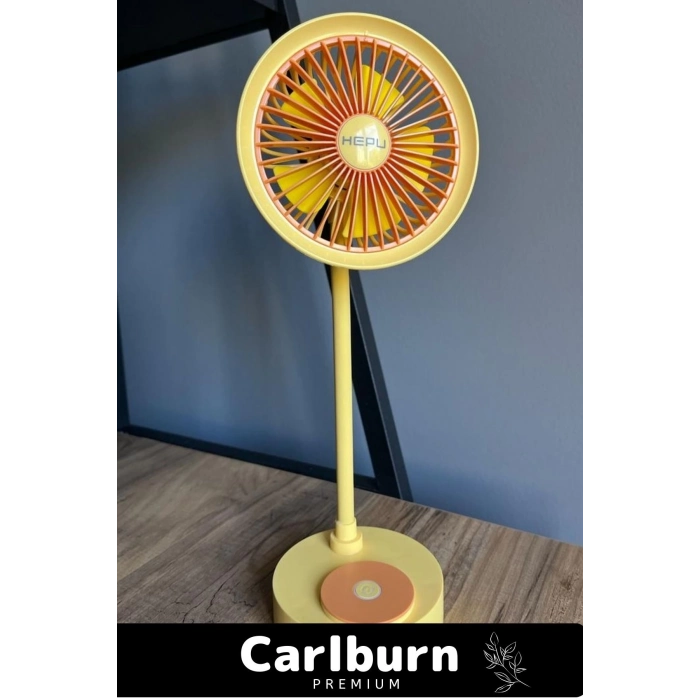 Lüks Masa Üstü Şarjlı 360 Dönebilen 5 Kollu 3 Kademe Modlu Süper Soğutma Gece Lambalı Vantilatör