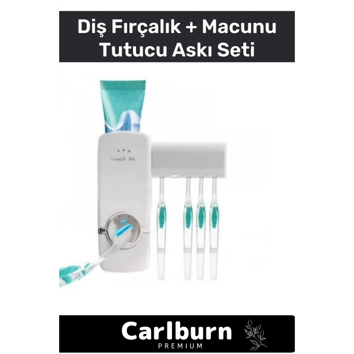 Premium Seri Her Tip Macunla Uyumlu Pratik Yapışkanlı Diş Macunu Sıkacağı 5 Adet Fırçalık Askı Seti