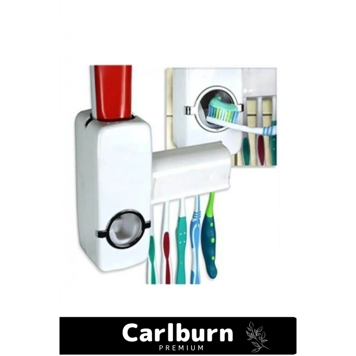 Premium Seri Her Tip Macunla Uyumlu Pratik Yapışkanlı Diş Macunu Sıkacağı 5 Adet Fırçalık Askı Seti