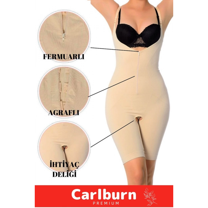 2 Beden İncelten Askılı Toparlayıcı Sıkılaştırıcı Vücut Şekillendiren Kadın Fermuarlı Tam Boy Korse