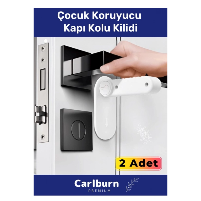 Özel Üretim 180 Derece Dönebilen Düğmeli Bebek Çocuk Koruyucu Kapı Kolu Kilidi - 2 Adet