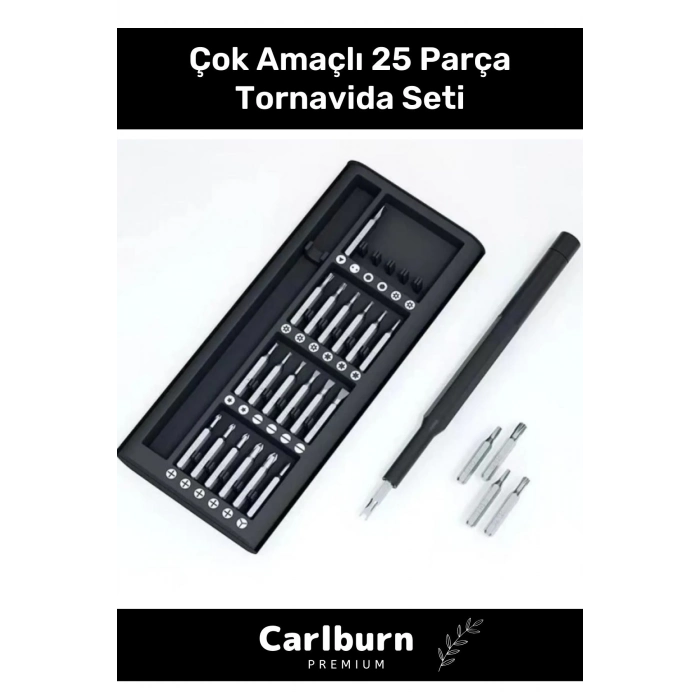 Özel Üretim Dayanıklı Güvenilir Ergonomik Başlıklı Pratik Taşınabilir 25 Parça Tornavida Seti