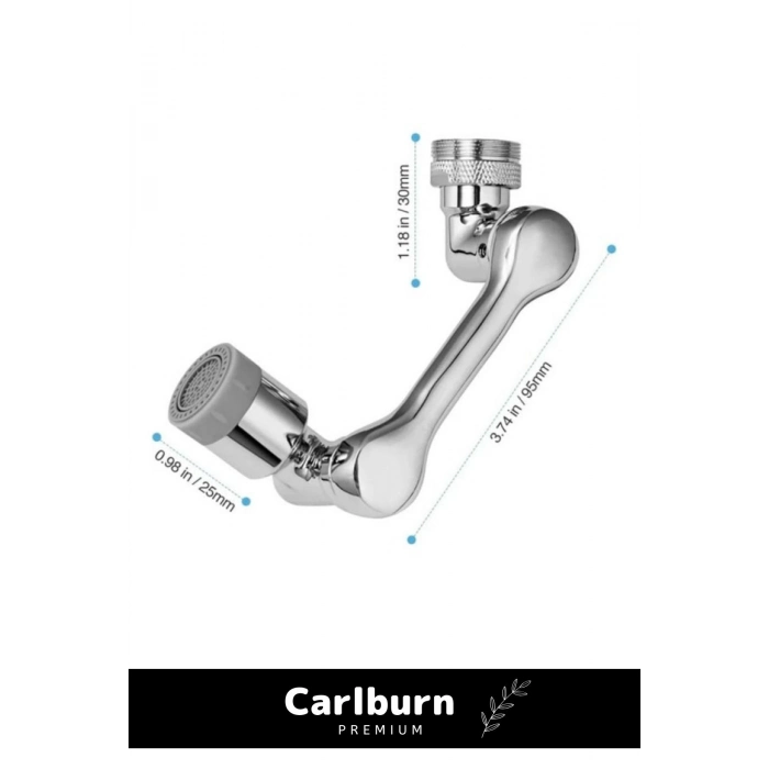 Premium Çift Fonksiyonlu Metal Görünümlü 1080 Derece Dönebilen Akrobat Musluk Ucu Başlığı