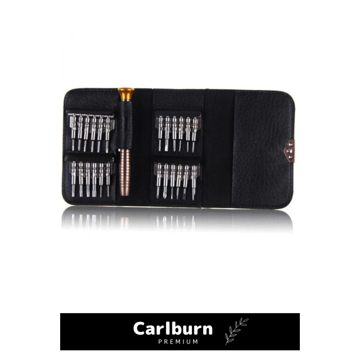 Özel Üretim 112 Gr Ağırlığında Dayanıklı 24 Uçlu 1 Kalemli Hafif Mini Çıtçıtlı Cüzdan Tornavida Seti