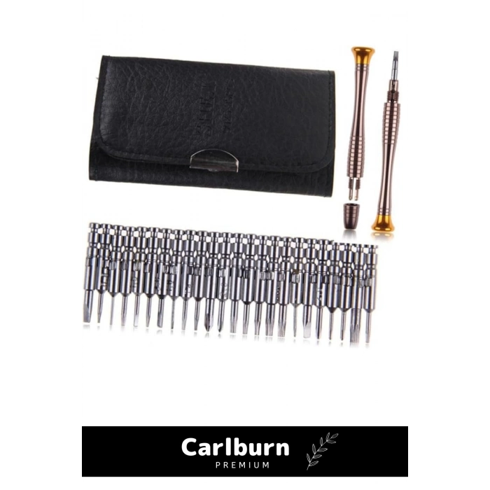 Özel Üretim 112 Gr Ağırlığında Dayanıklı 24 Uçlu 1 Kalemli Hafif Mini Çıtçıtlı Cüzdan Tornavida Seti