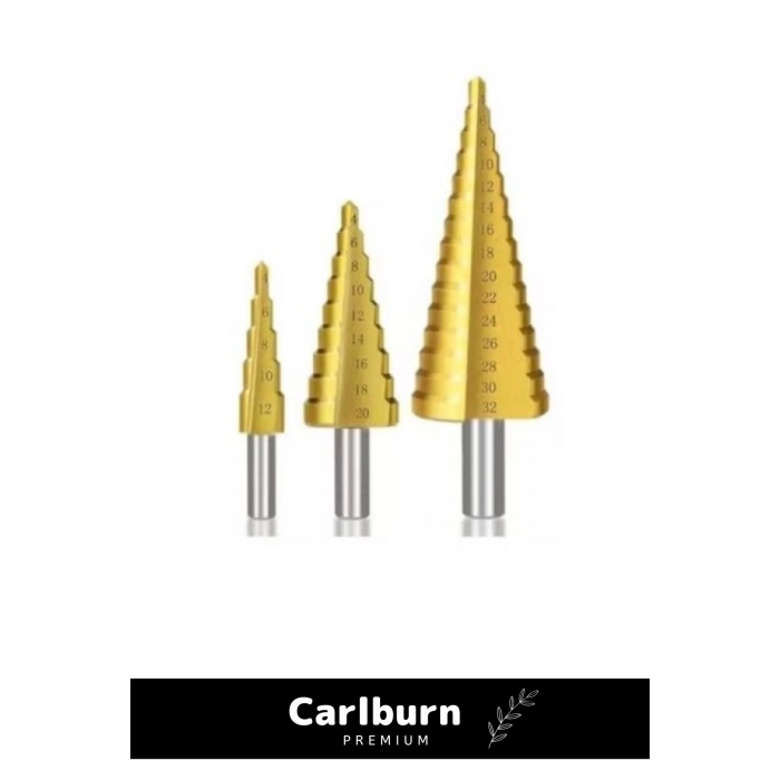 Özel Üretim Çift Yiv Sistemli Çatlatmadan Kesim Kademeli Matkap Ucu Sac Delme Panç Seti