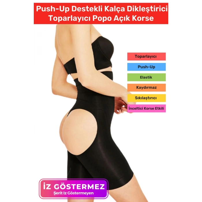 İz Göstermeyen Yüksek Bel Kayma Önleyen Silikonlu Rahat Kalça Popo Dikleştirici Toparlayıcı Korse