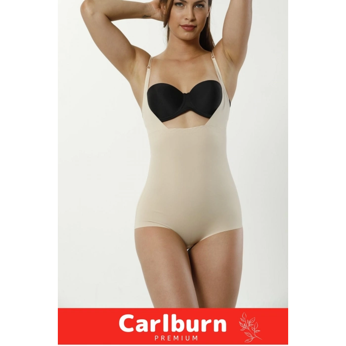 2 Beden Küçülten İz Göstermeyen Kaymaz Toparlayıcı Kadın Lazer Kesim Gögüs Destekli Bady Korse