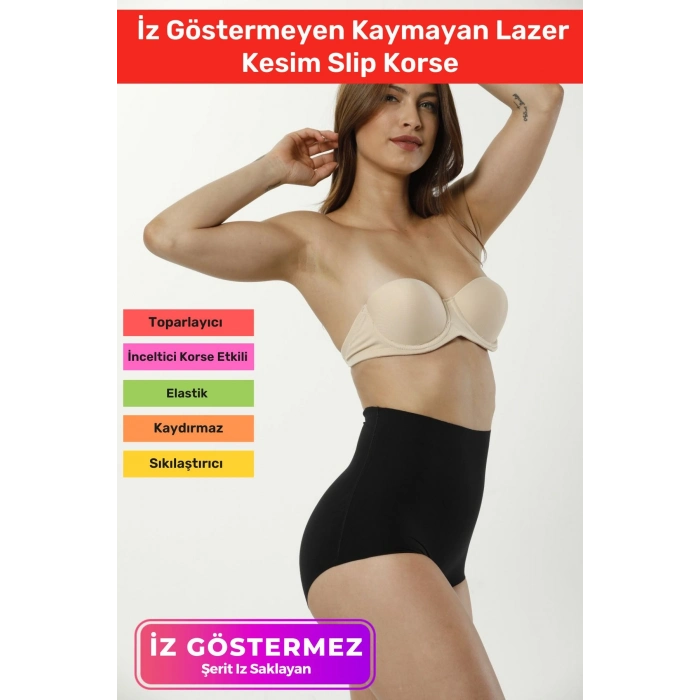 Sıkılaştırıcı Vücut Şekillendirici Toparlayıcı İz Göstermeyen Kaymayan Lazer Kesim Slip Korse