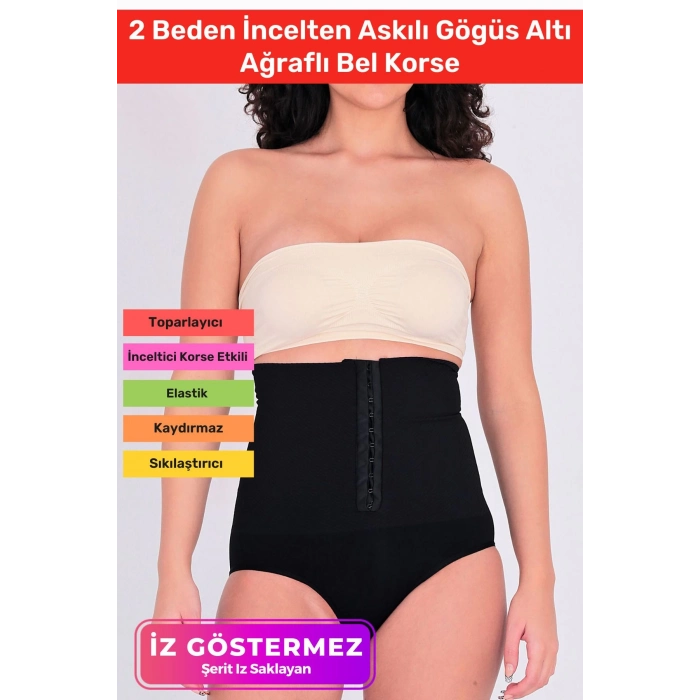 1 Beden İncelten Toparlayıcı Sıkılaştırıcı Vücut Şekillendirici Kaymaz Ağraflı Yüksek Bel Slip Korse