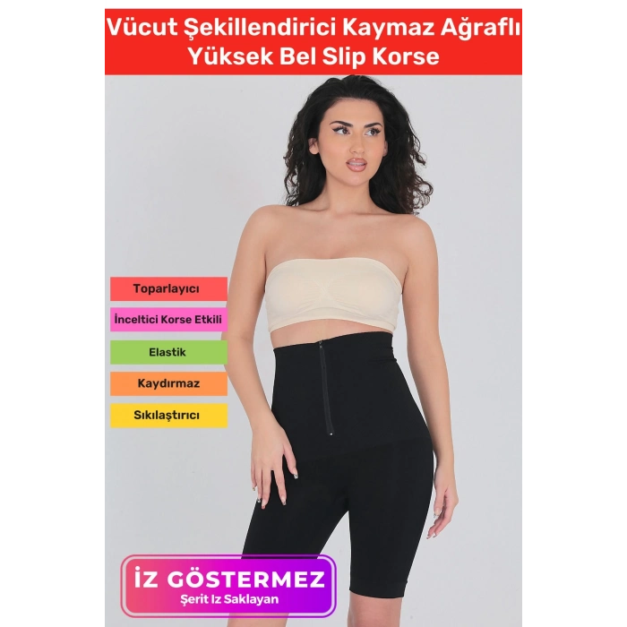 Vücut Şekillendirici İz Göstermeyen Kaymaz Sıkılaştırıcı Kadın Fermuarlı Toparlayıcı Klasik Korse