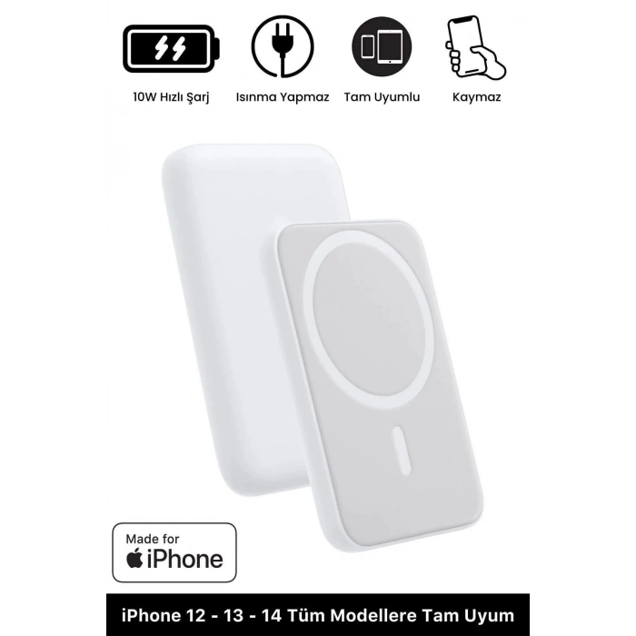 iPhone 12 13 14 15 Tam Uyumlu Magsafe Battery Pack Powerbank Kablosuz Wireless Batarya Şarj Aleti