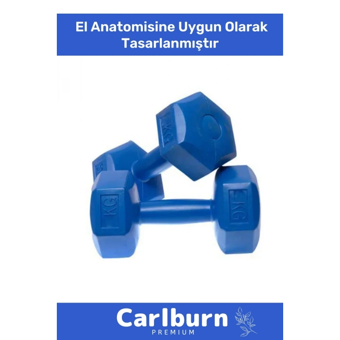 Özel Plastik Köşeli Spor Egzersiz Vücut Kas Geliştirme Fitness Ağırlık Mavi 4 Kg Dambıl Set - 2 Adet