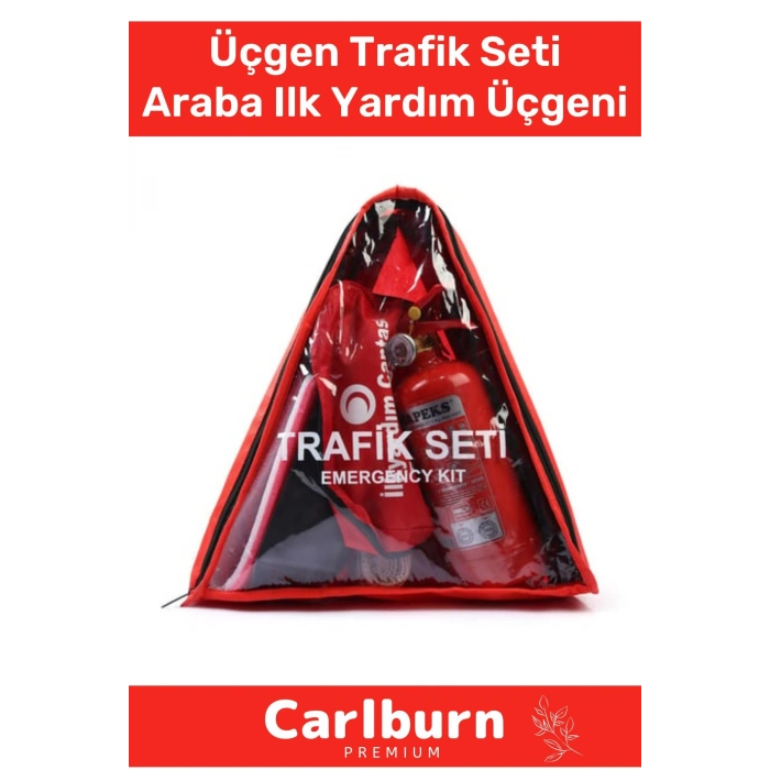 TSE Belgeli Tüvtürk Uyumlu Üçgen Trafik Seti Bez Çantalı Karayollarına Uygun Araba Ilk Yardım Üçgen