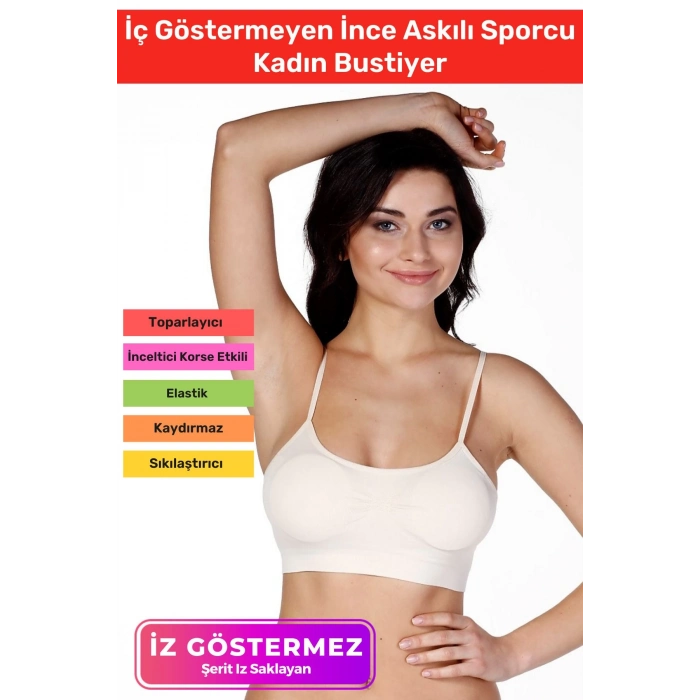 Özel Üretim Toparlayıcı Nefes Alabilen Kumaş Zarif İç Göstermeyen İnce Askılı Sporcu Kadın Bustiyer