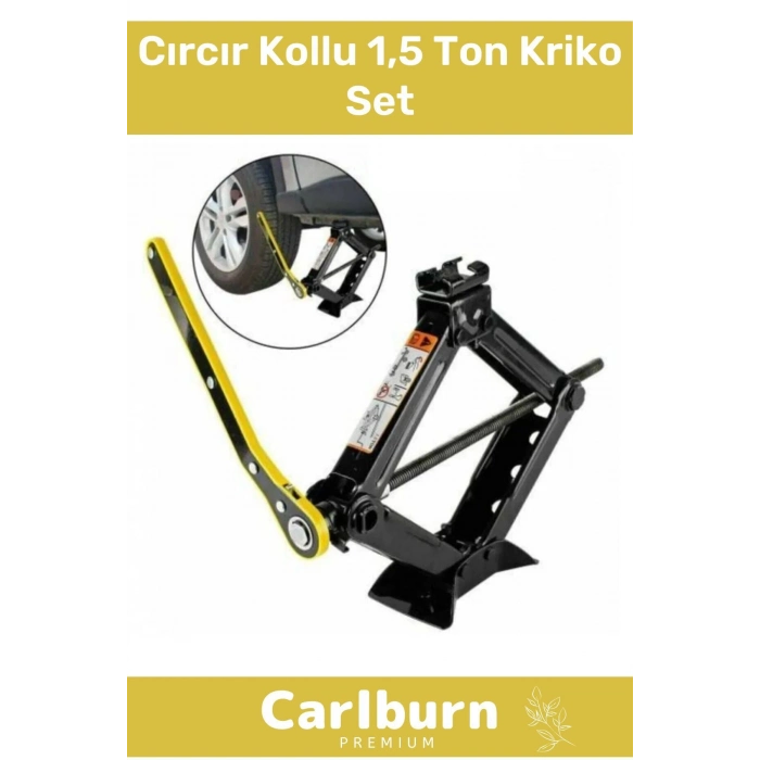 Premium Seri Araba Kaldırma Akordiyon Tip Makas Cırcır Kollu 1.5 Ton Bijon Anahtarlı Kriko Set