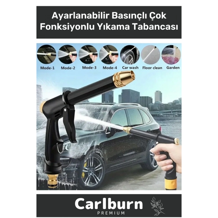 Premium Seri Ayarlanabilir Başlıklı Güçlü Basınçlı Çok Fonksiyonlu Araba Yıkama Tabancası
