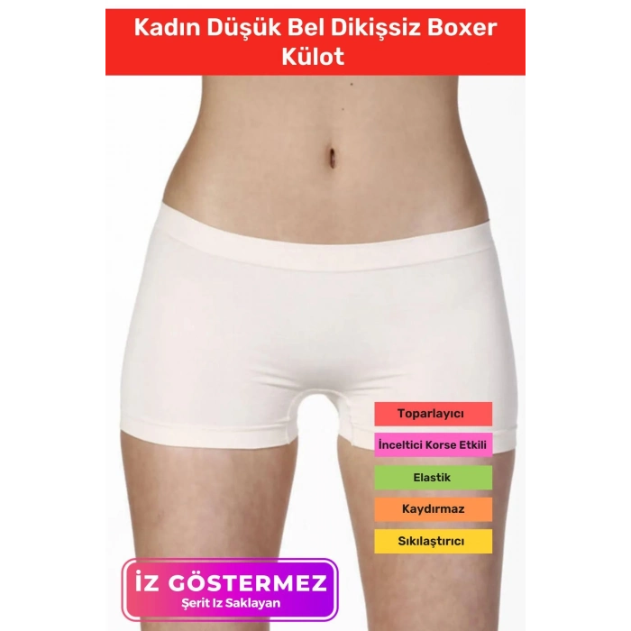 Yeni Sezon  İz Göstermeyen Sıkılaştırıcı Toparlayıcı Kadın Düşük Bel Dikişsiz Boxer Külot