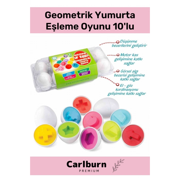 Özel Üretim Zeka Geliştirici Eğitici Çocuk El Göz Kordinasyonu Geometrik Yumurta Eşleme Oyunu 10lu