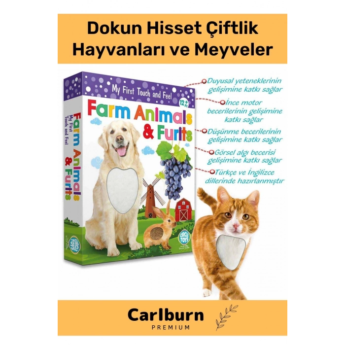 Özel Üretim Görsel Algı Eğlenceli Öğrenme Eğlenceli Dokun Hisset Çiftlik Hayvanları ve Meyveler