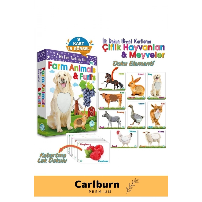 Özel Üretim Görsel Algı Eğlenceli Öğrenme Eğlenceli Dokun Hisset Çiftlik Hayvanları ve Meyveler