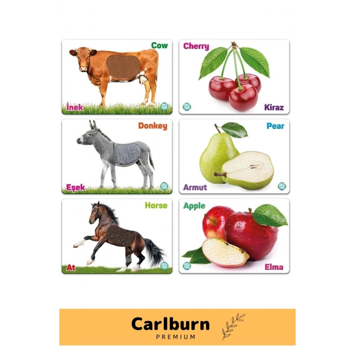 Özel Üretim Görsel Algı Eğlenceli Öğrenme Eğlenceli Dokun Hisset Çiftlik Hayvanları ve Meyveler