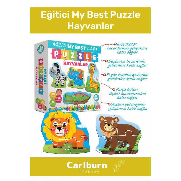 Özel Üretim Zeka Geliştirici Eğitici Çocuk El Göz Koordinasyonu My Best Puzzle Hayvanlar