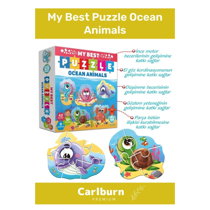 Özel Üretim Zeka Geliştirici Eğitici Çocuk El Göz Koordinasyonu  My Best Puzzle Okyanus Hayvanları