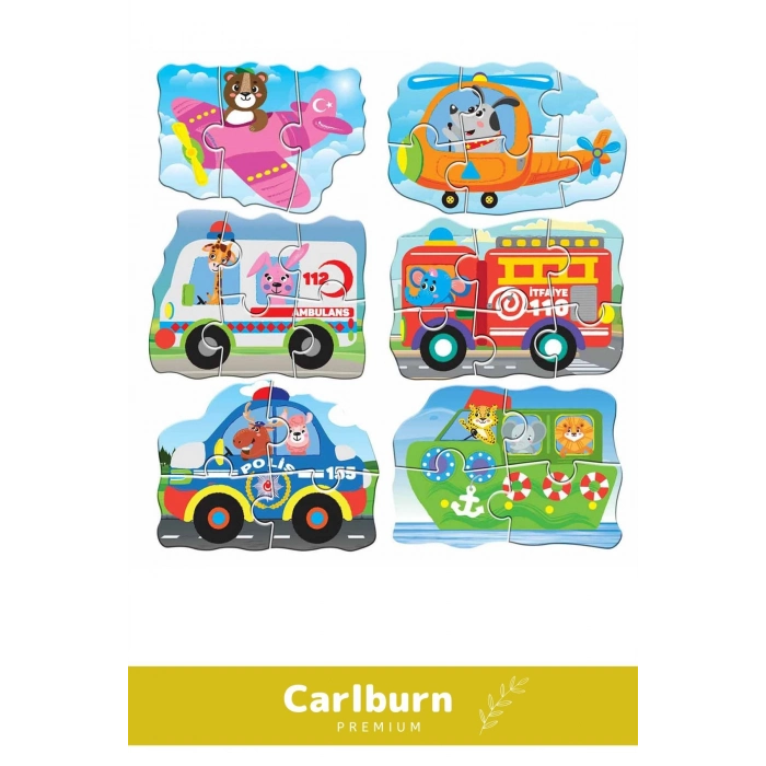 Özel Üretim 37 Parça 8 Araçlı Okul Öncesi Oyuncak Eğitici Öğretici Oyuncak Araçlar Puzzle