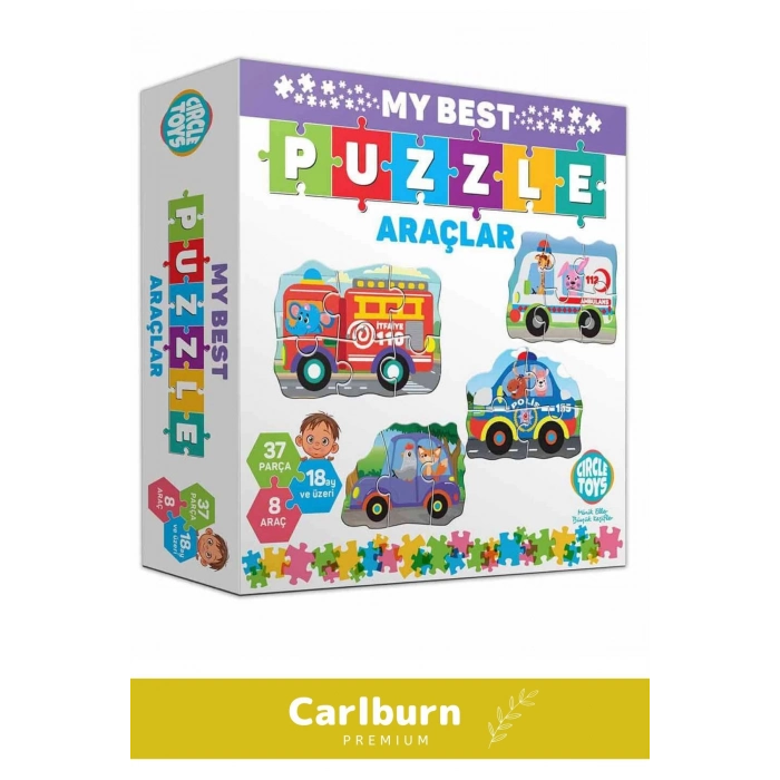 Özel Üretim 37 Parça 8 Araçlı Okul Öncesi Oyuncak Eğitici Öğretici Oyuncak Araçlar Puzzle