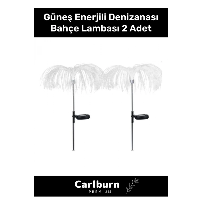 Özel Üretim Su Geçirmez Fiber Optik Dallar Güneş Enerjili Denizanası Bahçe Lambası 2 Adet