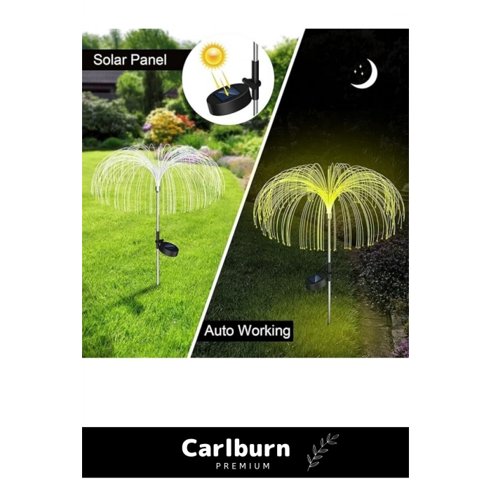 Özel Üretim Su Geçirmez Fiber Optik Dallar Güneş Enerjili Denizanası Bahçe Lambası 2 Adet