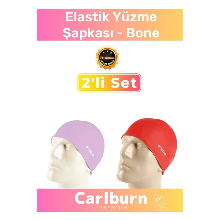 Özel Üretim Su Geçirmez Silikon Yüzücü Havuz Deniz Bonesi Elastik Yüzme Şapkası 2li Set