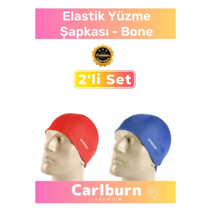 Özel Üretim Su Geçirmez Silikon Yüzücü Havuz Deniz Bonesi Elastik Yüzme Şapkası 2li Set